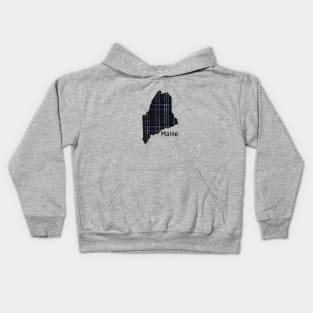 Maine State in Urban Plaid Kids Hoodie